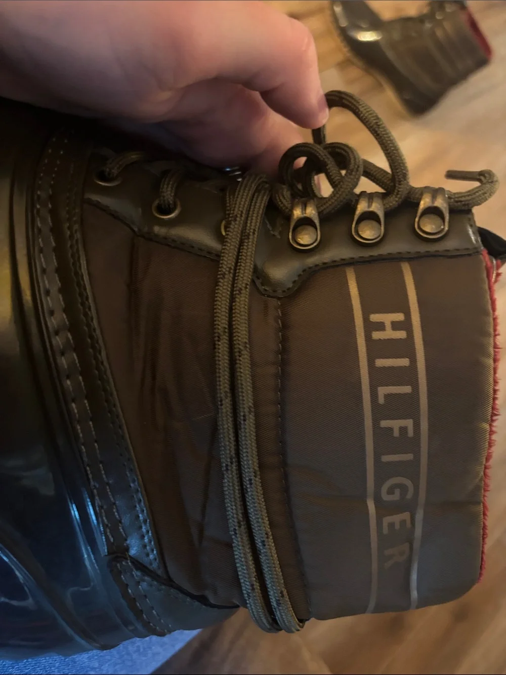Tommy Hilfiger Women’s Brown Lace-Up Rain & Snow Boots